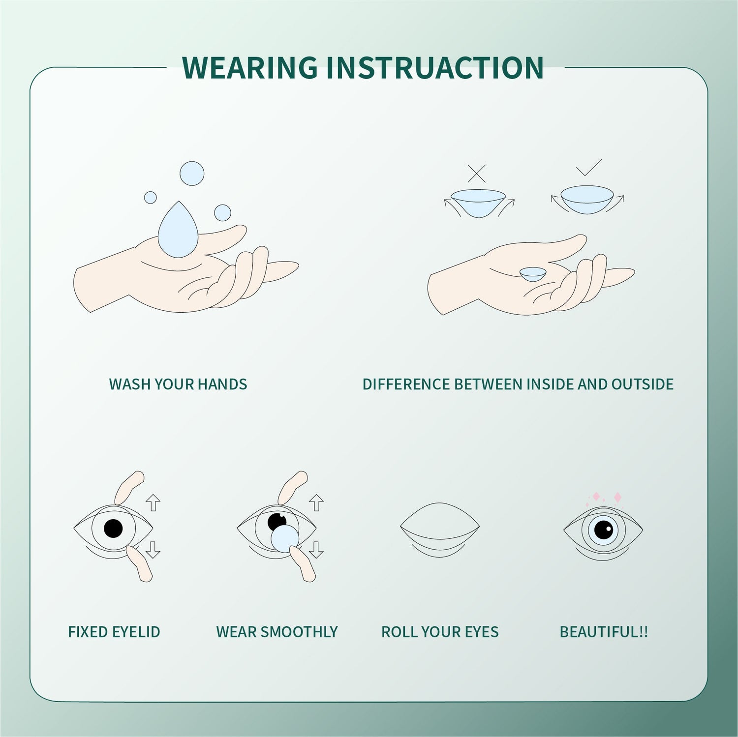 1PCS FDA Certificate Eyes Beautiful Pupil Colorful Girl Cosplay Contact Lenses Green