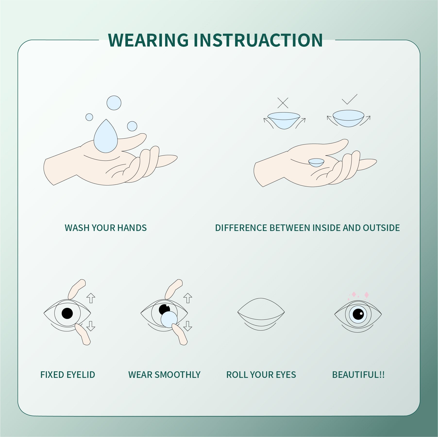 1PCS FDA Certificate Eyes Beautiful Pupil Colorful Girl Cosplay Contact Lenses Green