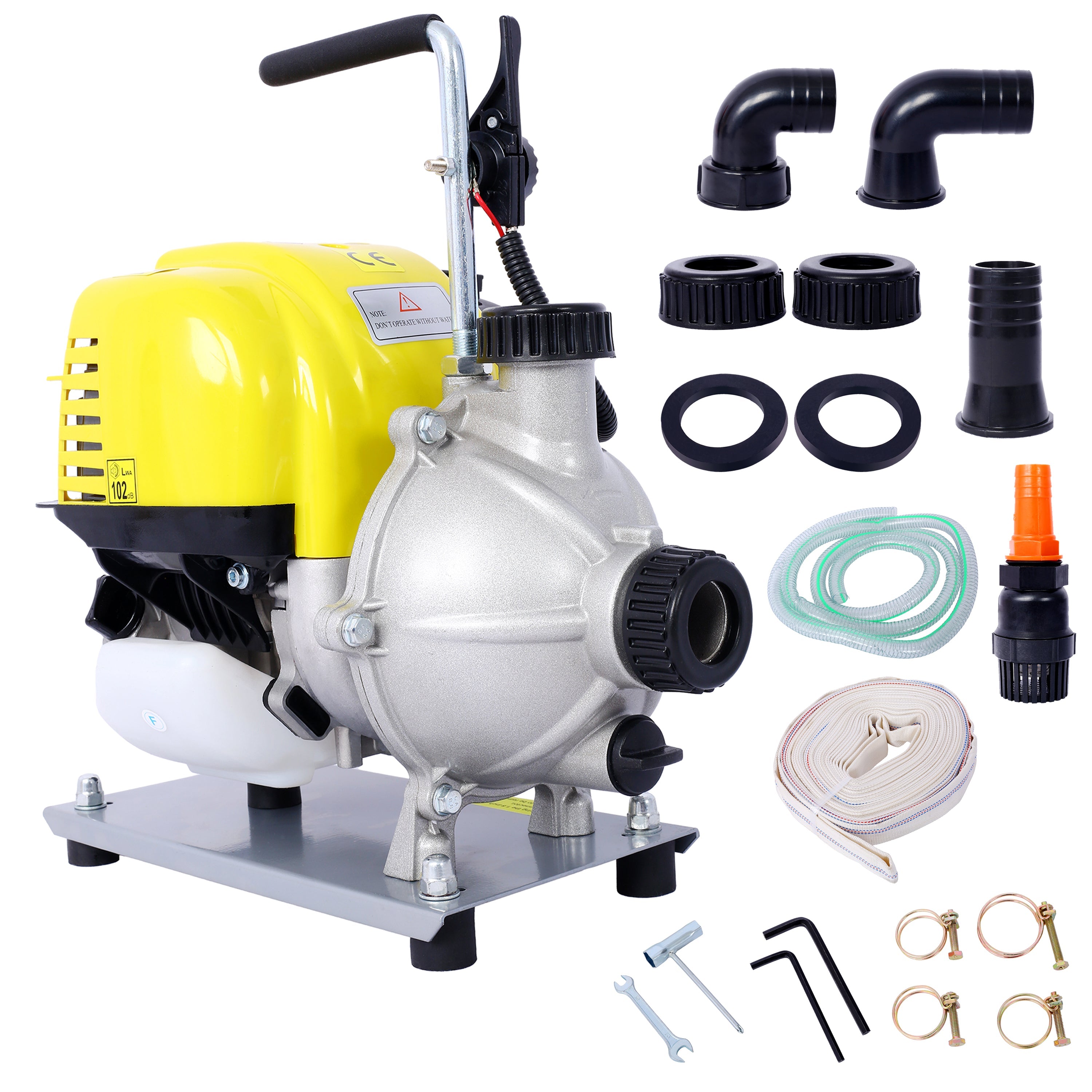 38CC four stroke gasoline water pump 1.5 "portable gas power delivery pump 8500r/min 10FT x 1" suction 1.5 "flat hose