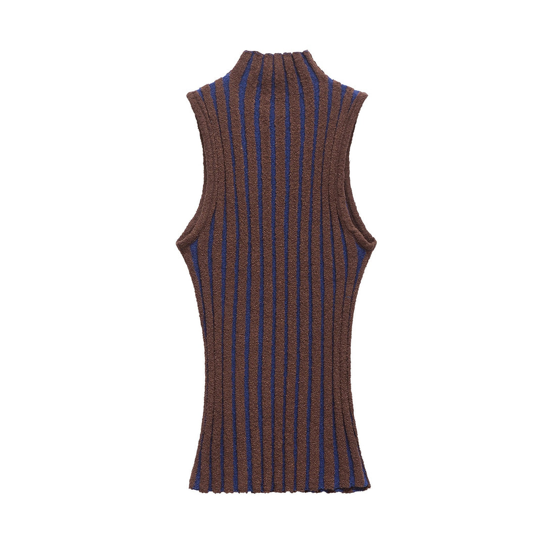 Half high neck sleeveless slim knit sweater for women