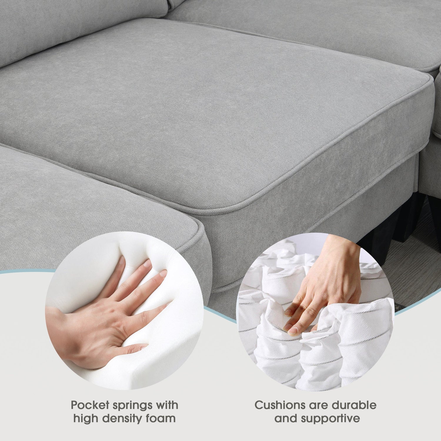 [VIDEO provided] [New] 108*85.5" Modern U Shape Sectional Sofa 7 Seat Fabric Sectional Sofa Set
