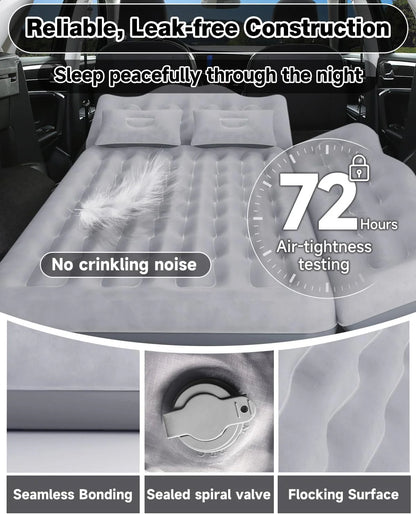 Umbrauto 29.53in/75cm Wide Car Air Mattress – Inflatable SUV, Truck &amp; Van Back Seat Camping Bed with Pump &amp; Pillows, Gray