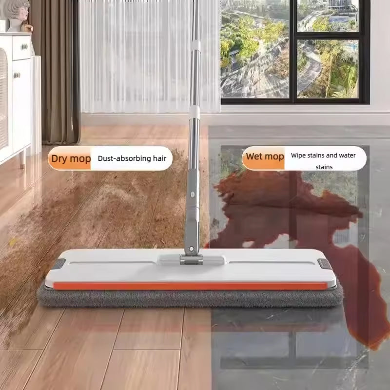 A 33cm Home Floor Cleaning Set: Hand Free Flat Mop &amp; Bucket, 360° Rotating, Washable Microfiber, Lazy Cleaning Tool.