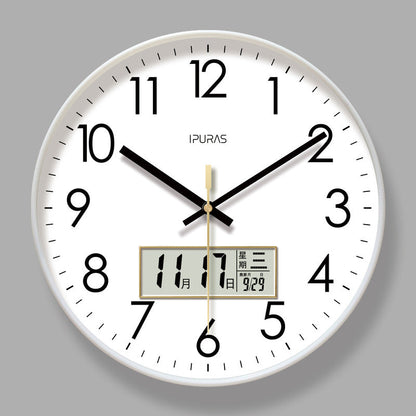 2025 New 10/12/14 - inch Electronic Calendar Wall Clock. Monitors temp &amp; humidity. Dual - display. Mute. Quartz movement.