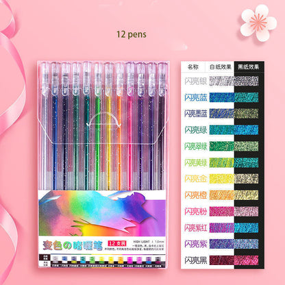Drawing Doodling Scrapbook Journaling fluorescent Sparkle Gel Pen Neon Glitter Pens Fine Tip Art Markers Glittering Pen Set