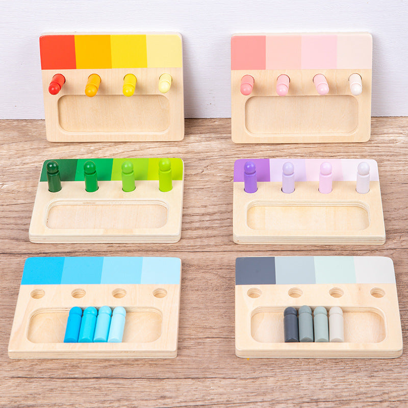 Colorful sensory integration wooden insert board, hands-on and brainpower color discrimination teaching aids, children&