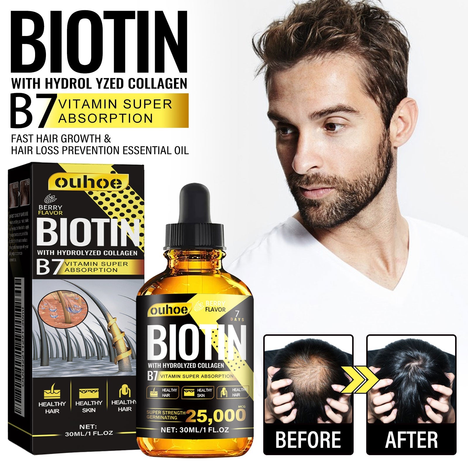 Collagen B7 Vitamin Hair Care Essential Oil Nourishes Hair Gently And Softens Hair