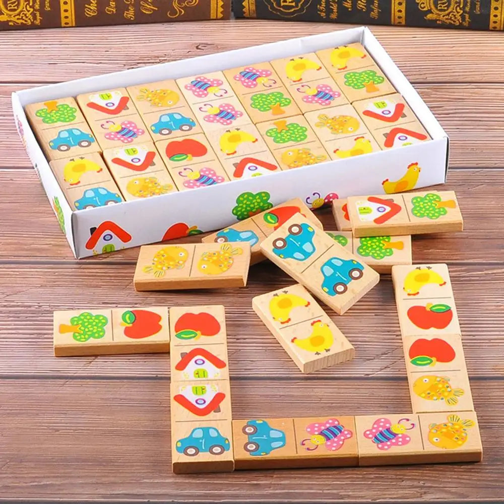 Garden Domino Puzzle Dragon Plate Beech Wood Building Blocks Children&
