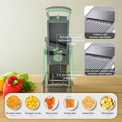 Multifunctional veggie &amp; fruit slicer-grater. Chop, grate, slice potatoes efficiently. Ideal kitchen tool.