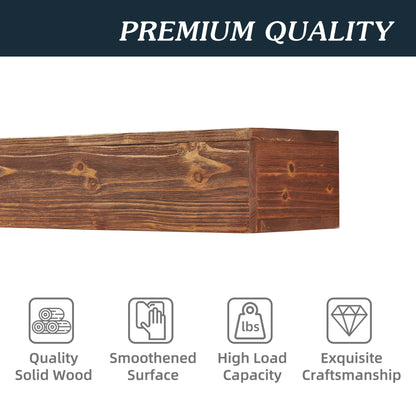 48" Rustic Wood Fireplace Mantel , Wall-Mounted &amp; Floating Shelf for Home Decor
