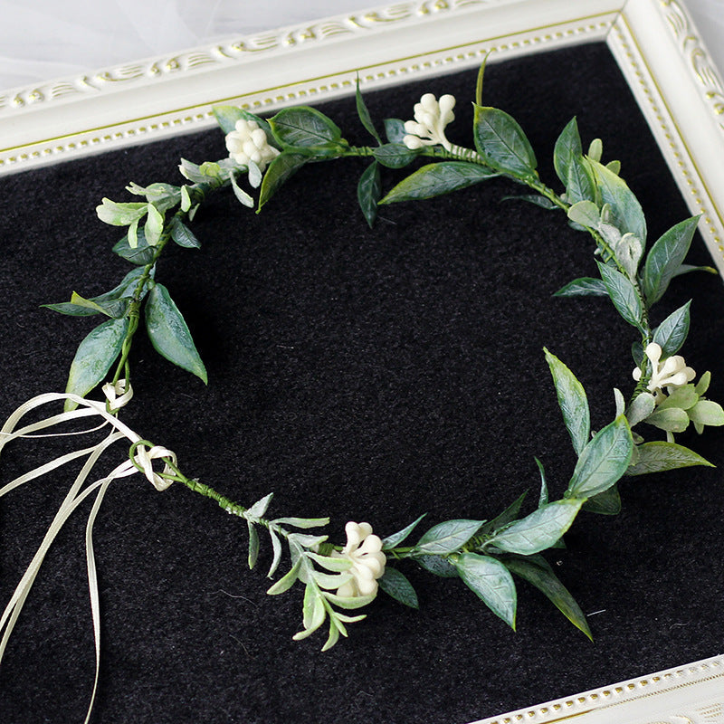 Minimalist Forest Flower Wreath Headflower Pregnant Women Spring Forest Shooting Green Plants Fresh Headwear Children&