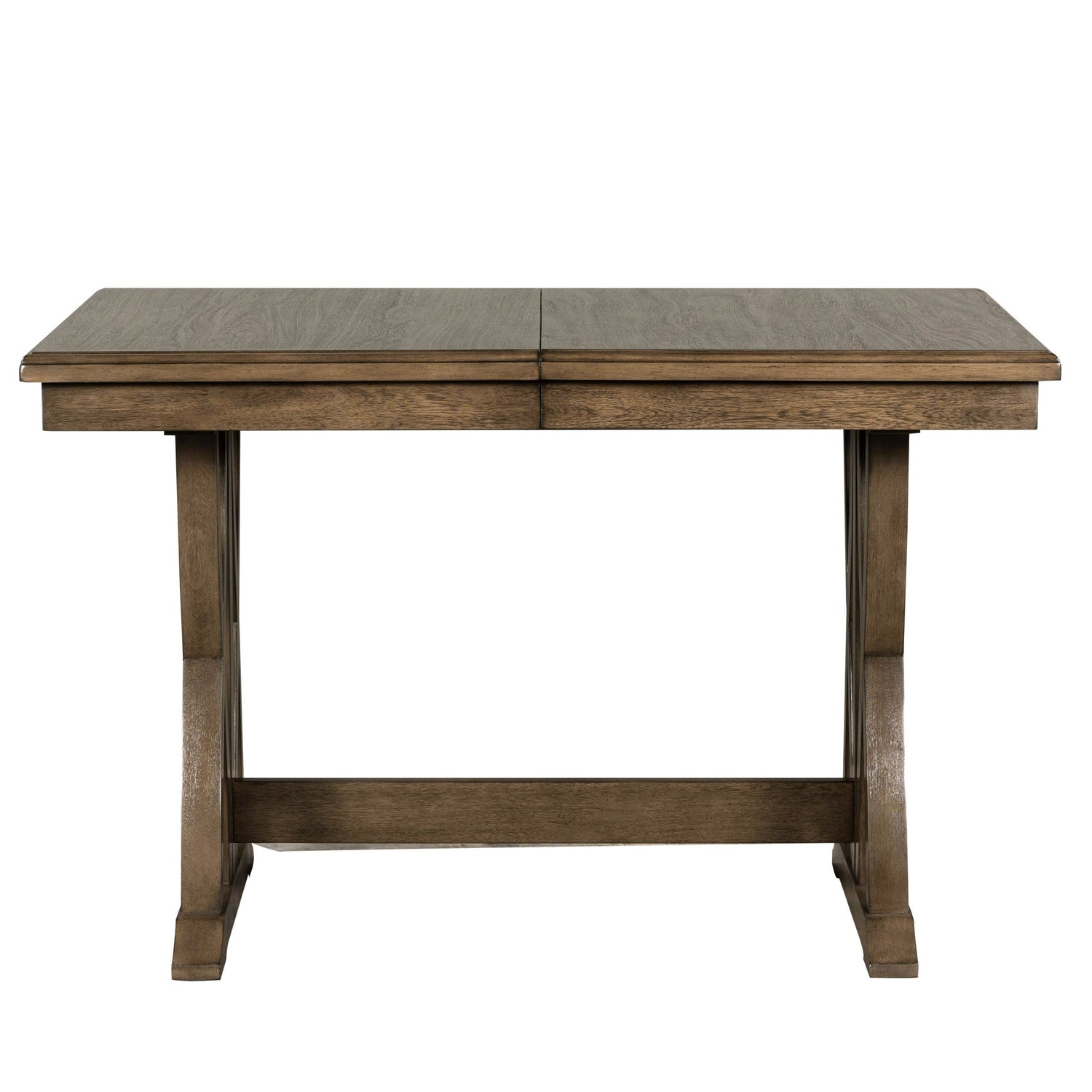 TOPMAX Mid Century Solid Wood 7-Piece Expandable Dining Table Set with Soft Cushioned Chair, Gold Brown+Gray Cushions
