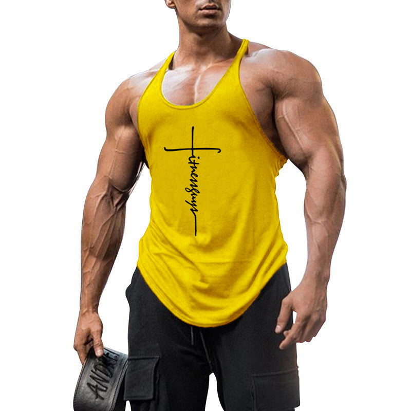 Pure cotton bodybuilding and fitness vest muscle men&