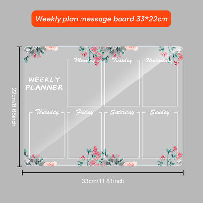 Acrylic message board magnetic refrigerator sticker household erasable calendar transparent note display board