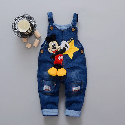 Cartoon Baby Boy Clothes Denim Pants Elastic Waist Trousers Children&