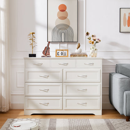 Bedroom dresser 9 drawer long dresser with antique handles wood chest of drawers for kids room 47.56&