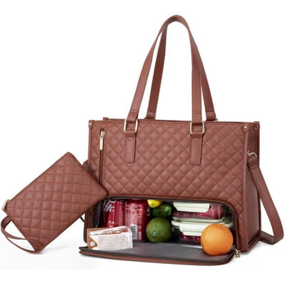 2-in-1 Travel Tote: Laptop &amp; Insulated Lunch Bag. Ideal for Business, Work, Nursing, Office, College, Casual Use