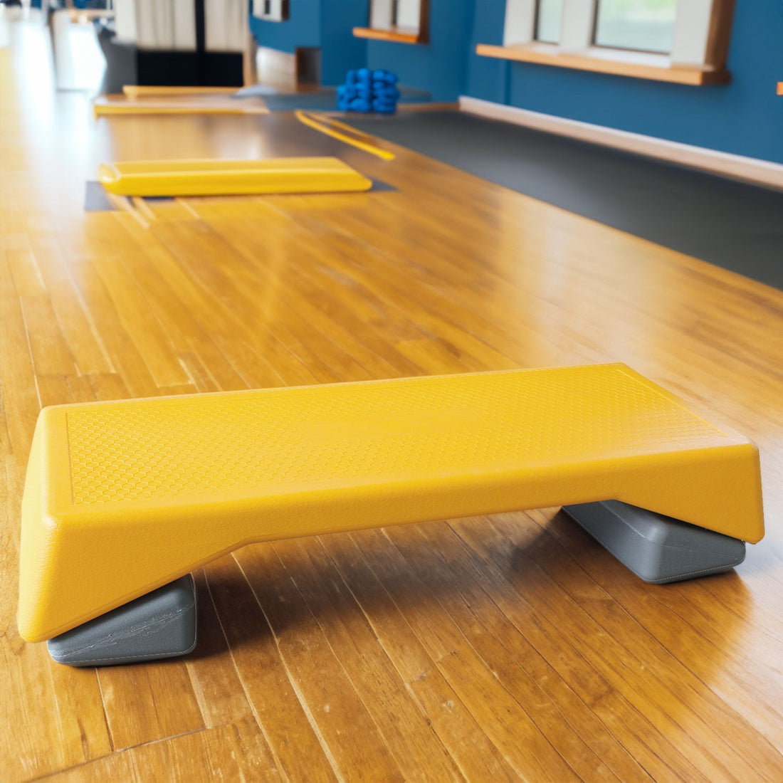 Aerobics Step Platform Height-Adjustable Fitness Equipment Stepper Trainer Exercise Step Platform Sliding Lifting Pad Yellow