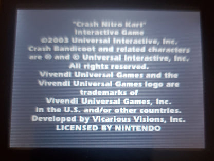 Crash Nitro Kart GBA Video Game Boy Advance Nintendo
