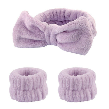 Wash face headband waterproof wrist strap set butterfly bow simple headband wrist 3-piece set