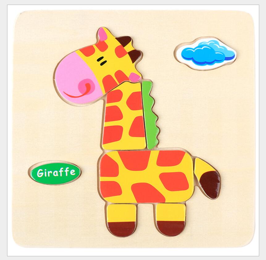3D Puzzle Wooden Toys For Children Cartoon Animal Vehicle Wood Jigsaw Kids Baby Early Educational Learning Toy 