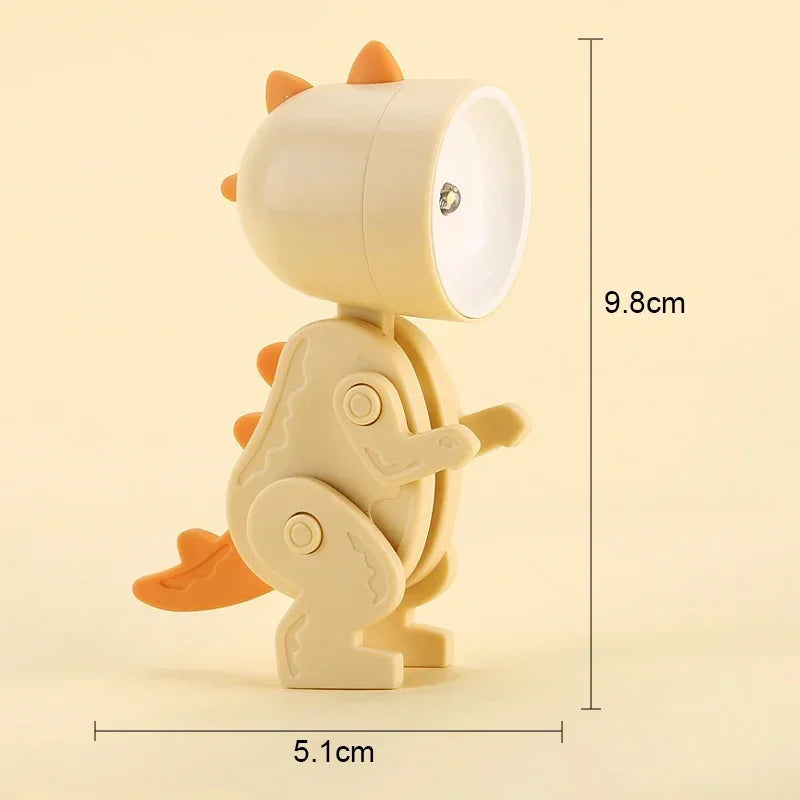 Mini Dinosaur Night Light Battery Magnetic Folding Nights Lamp Bedroom Bedside Table Ornaments Children&
