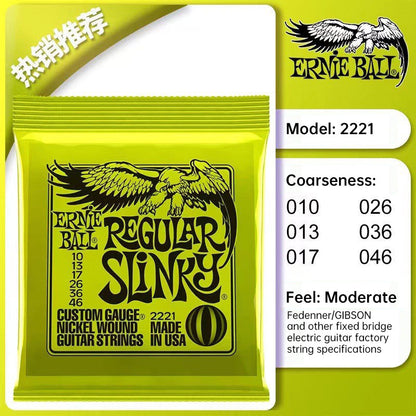 6 sets of Ernie Ball Slinky guitar strings (models 2003, 2215, 2223, 2221, nickel - wound) for electric &amp; acoustic guitars