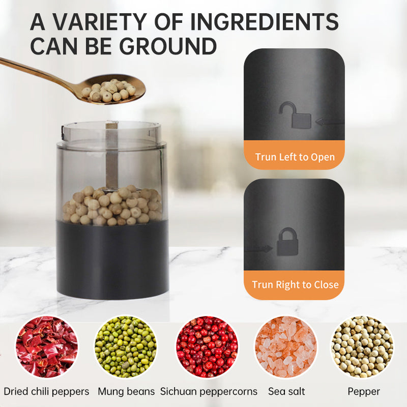 USB Charging Electric Pepper &amp; Sea Salt Grinder with Base and Double Support for Easy Charging and Use