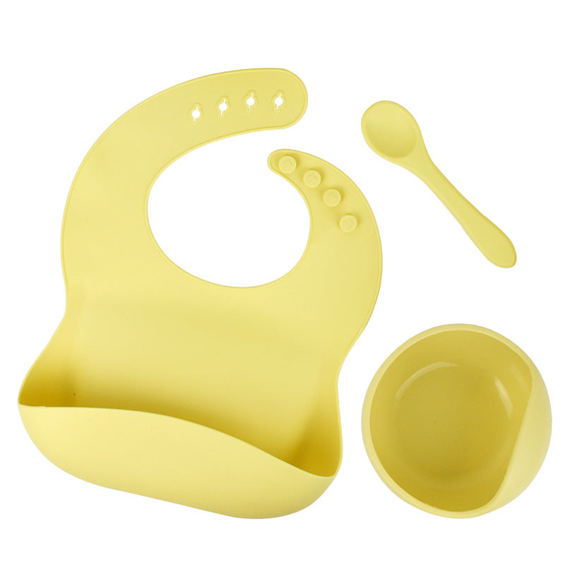 Silicone tableware set baby saliva pocket complementary food bowl children&
