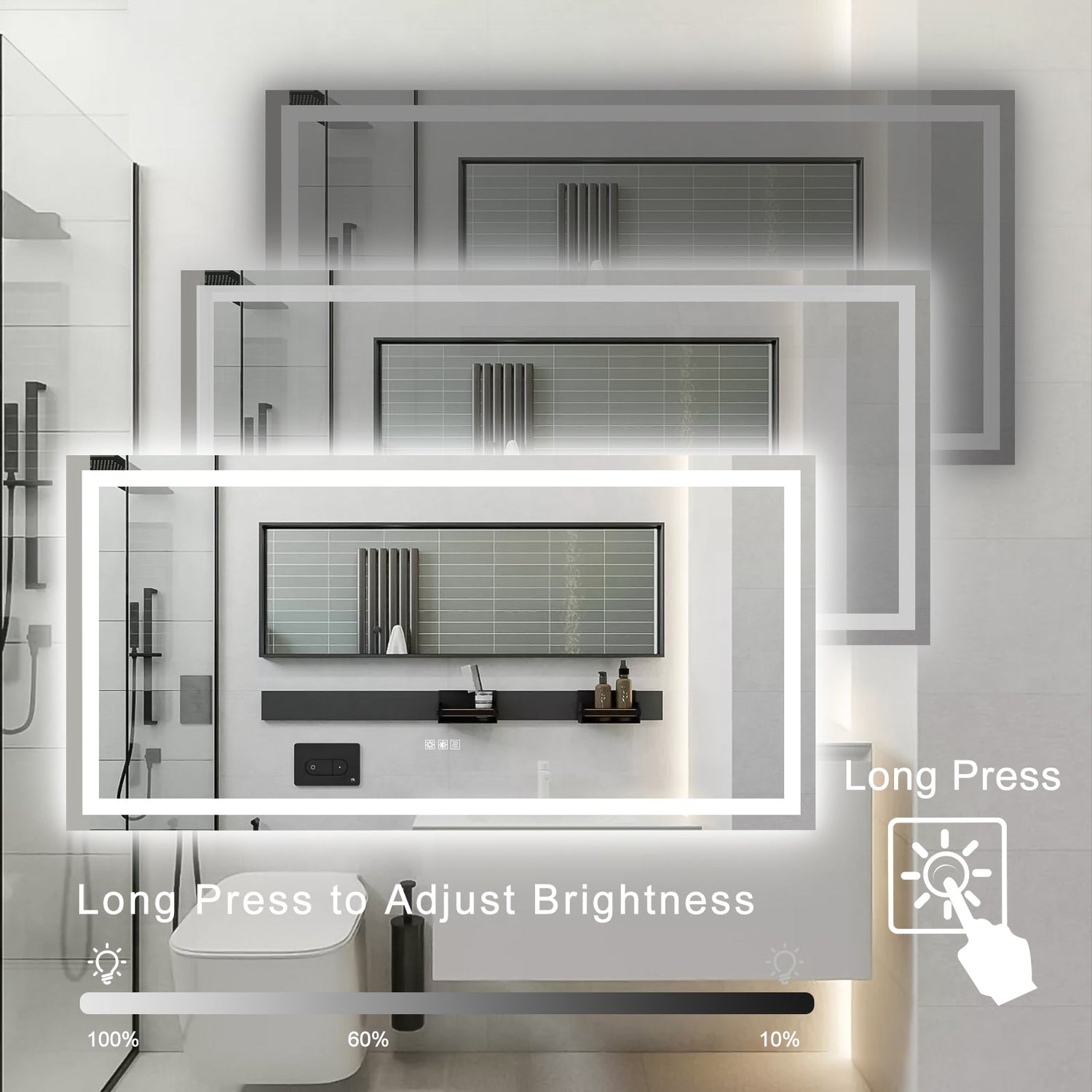 72"×36" LED Mirror Light Bathroom,anti-Fog &amp; Dimming Led Bathroom Vanity Mirror