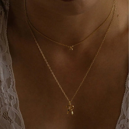 18K Gold-Plated Bow Necklace