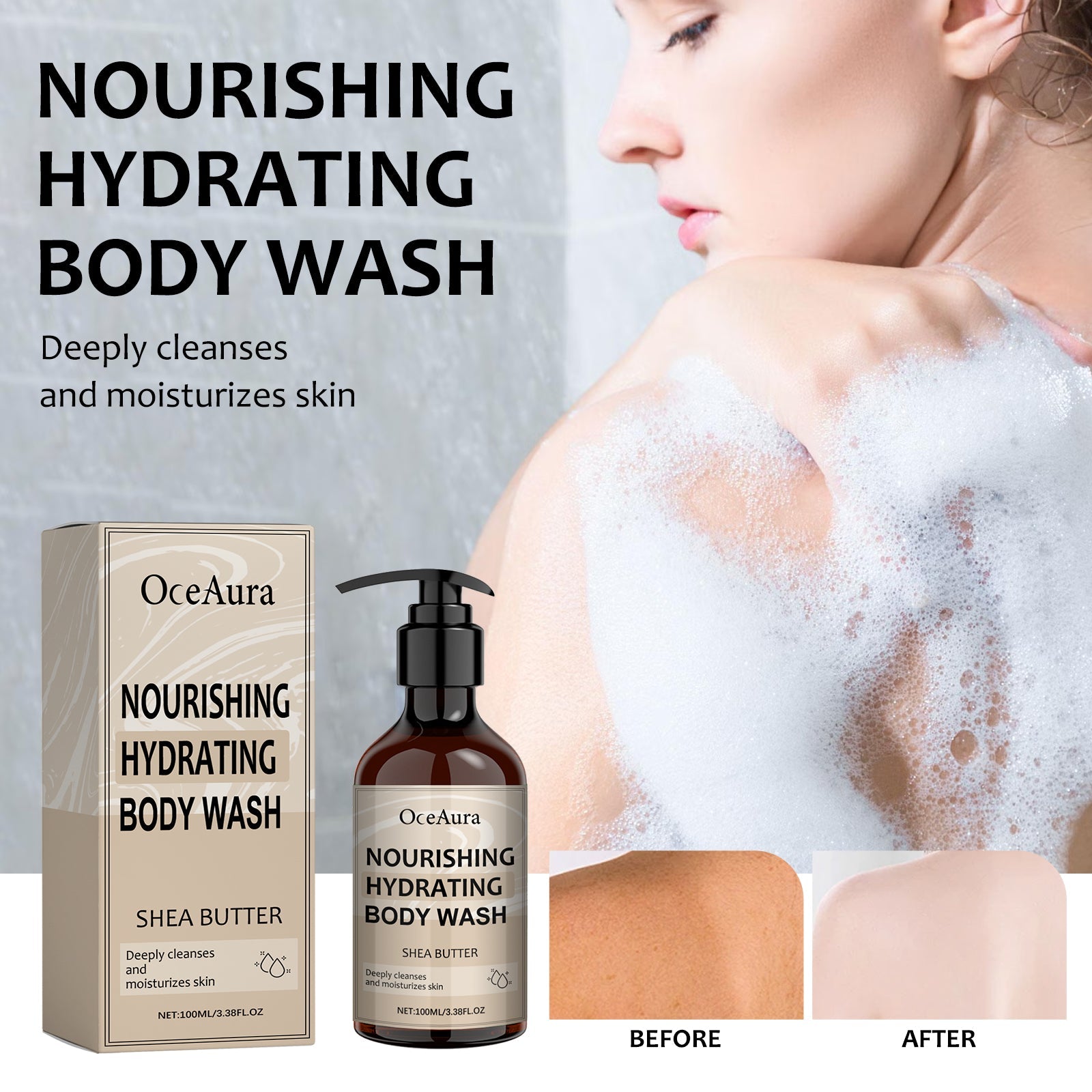Nourishing Hydrating Body Wash, Body Skin Firming Clean Warm Shine Bright Tender Bath Dew
