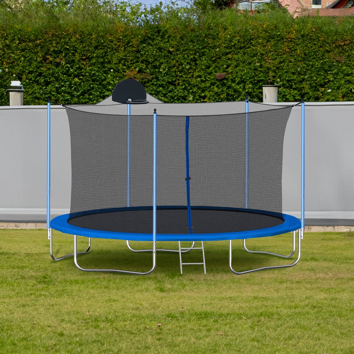 12FT Trampoline for Adults &amp; Kids with Basketball Hoop, Outdoor Trampolines w/Ladder and Safety Enclosure Net for Kids and adult