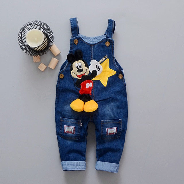 Cartoon Baby Boy Clothes Denim Pants Elastic Waist Trousers Children&