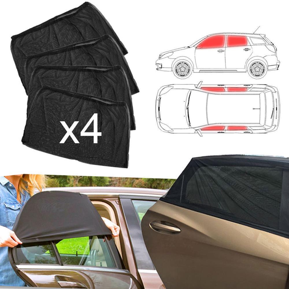 SALE 4pcs Car Front &amp; Rear Side Window Sun Visor Shade Mesh Cover Sunshade  insulation anti-mosquito Fabric Shield UV Protector