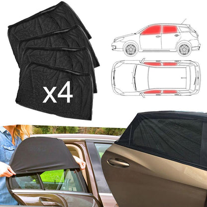 SALE 4pcs Car Front &amp; Rear Side Window Sun Visor Shade Mesh Cover Sunshade  insulation anti-mosquito Fabric Shield UV Protector