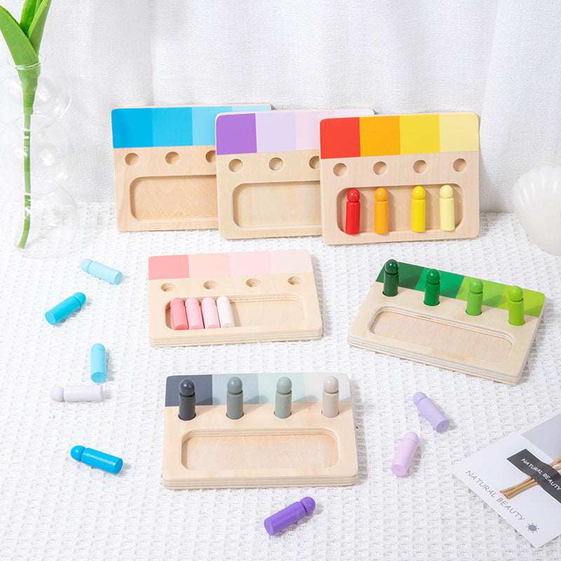 Colorful sensory integration wooden insert board, hands-on and brainpower color discrimination teaching aids, children&