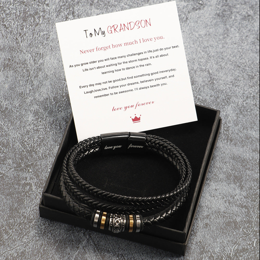 Stainless steel multi-layer woven bracelet men&