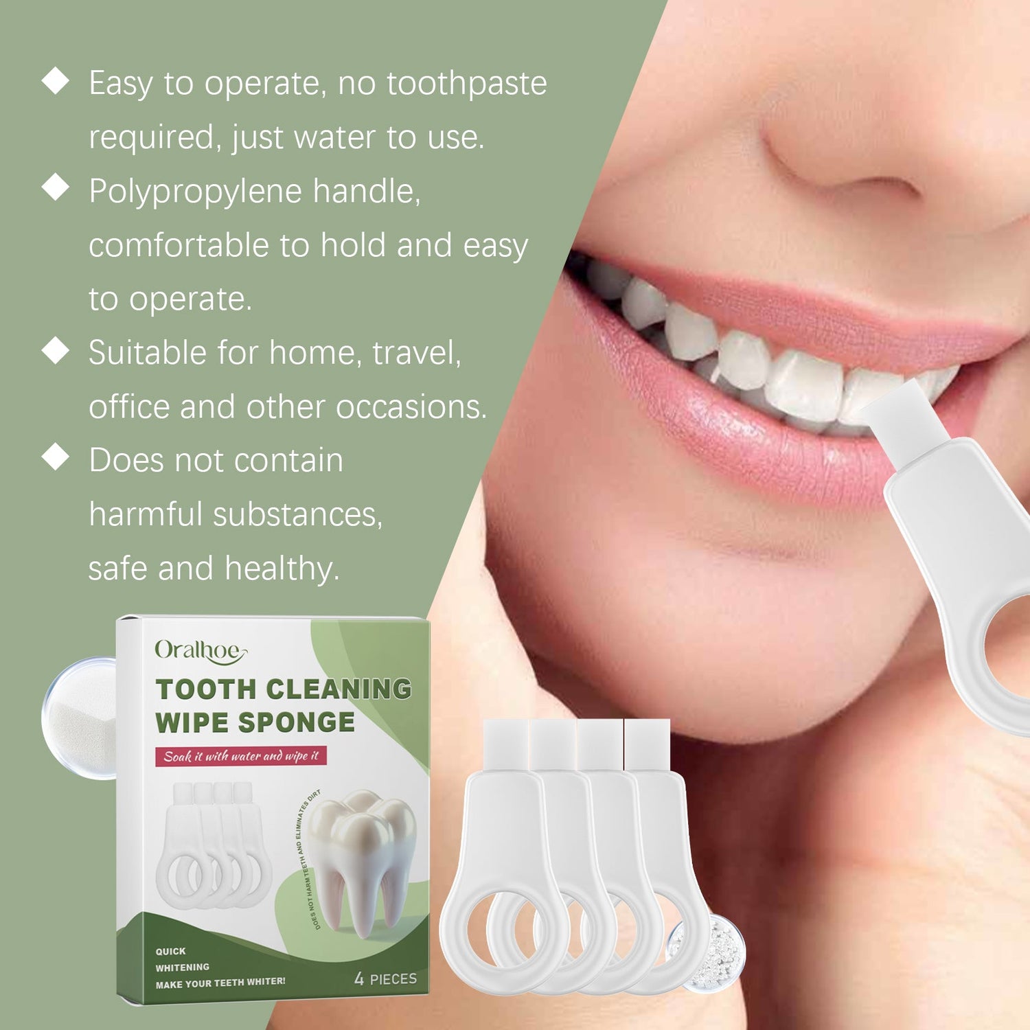 Sponge Tooth Cleaner Daily Care For Oral Hygiene Cleaning Teeth Stains Sponge Tooth Cleaner