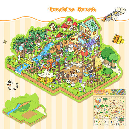 Landscape stickers large 3D stereoscopic scene collage miniature scene ledger stickers DIY stickers