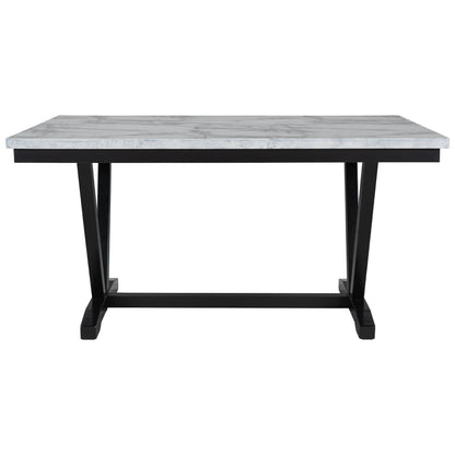 TREXM Modern Style 6-piece Dining Table with 4 Chairs &amp; 1 Bench (White)