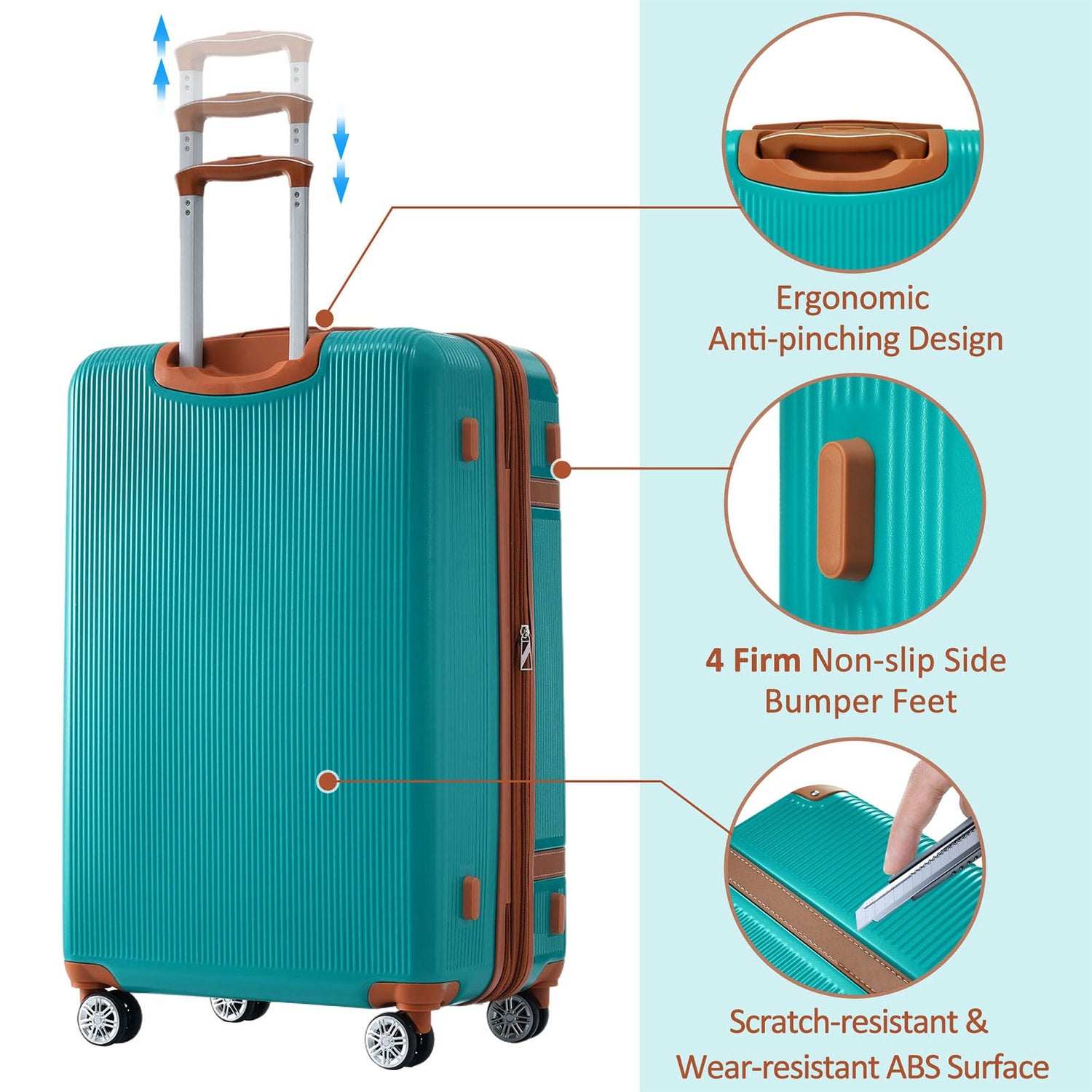 Hardshell Luggage Sets 3 Piece double spinner 8 wheels Suitcase with TSA Lock Lightweight 20&