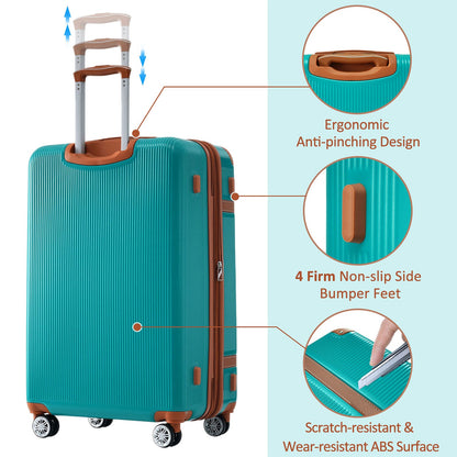 Hardshell Luggage Sets 3 Piece double spinner 8 wheels Suitcase with TSA Lock Lightweight 20&