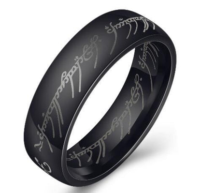 European and American movie peripheral laser Arabic font ring The Lord of the Rings stainless steel 6MM ring personality