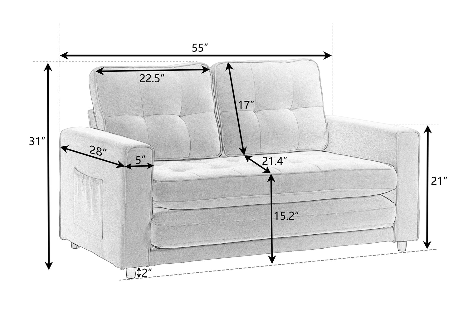3 Fold Sofa Convertible Futon Couch sleeper sofabed Space saving loveseat Dark Gray &amp; Light Gray &amp; Beige
