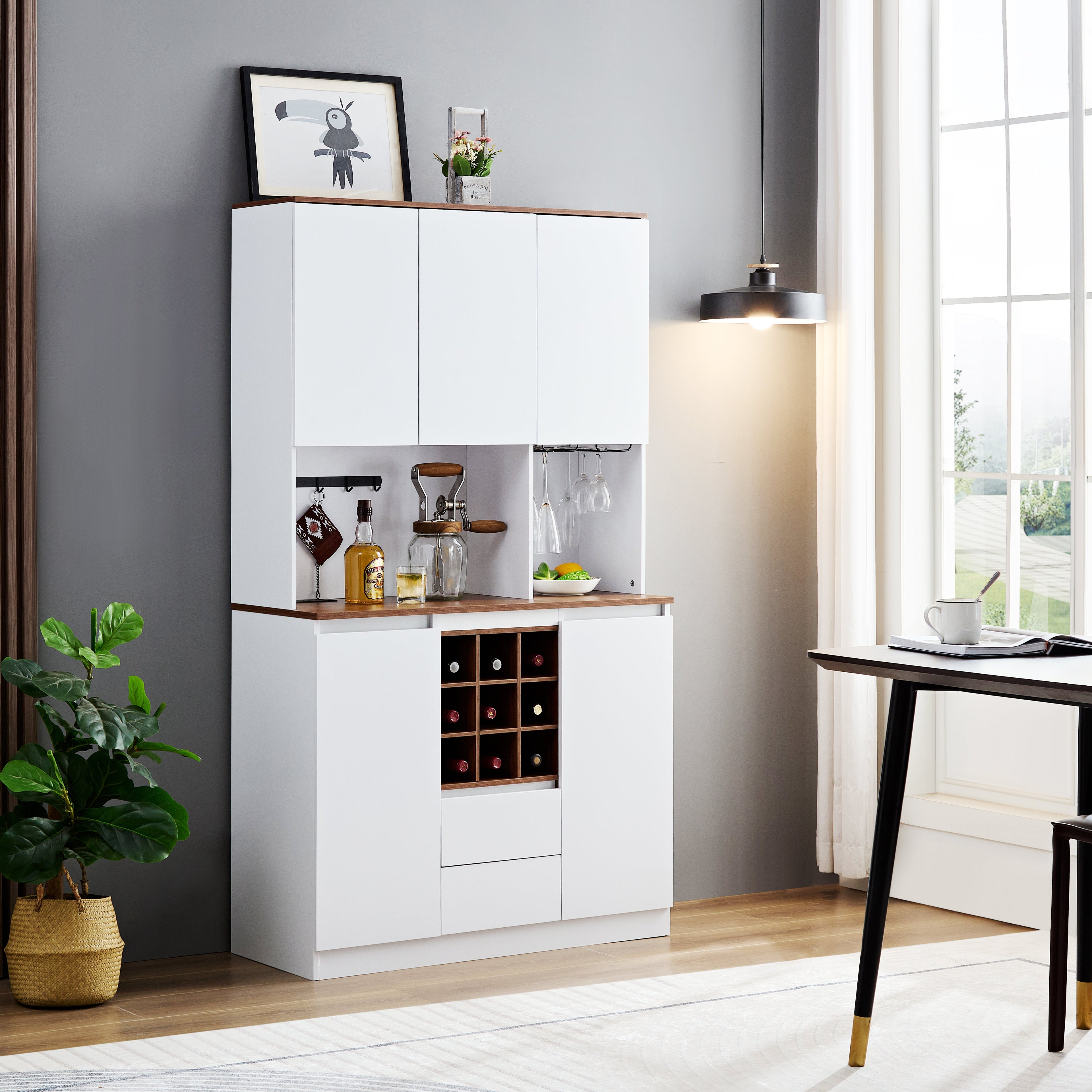 Farmhouse Coffee Bar Wine Cabinet ,68.89&