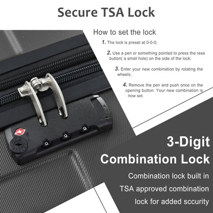 Hardshell Luggage Sets 3 Pcs Spinner Suitcase with TSA Lock Lightweight 20&
