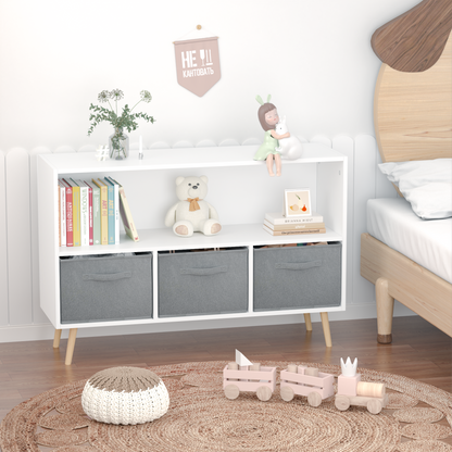Kids bookcase with Collapsible Fabric Drawers Children&