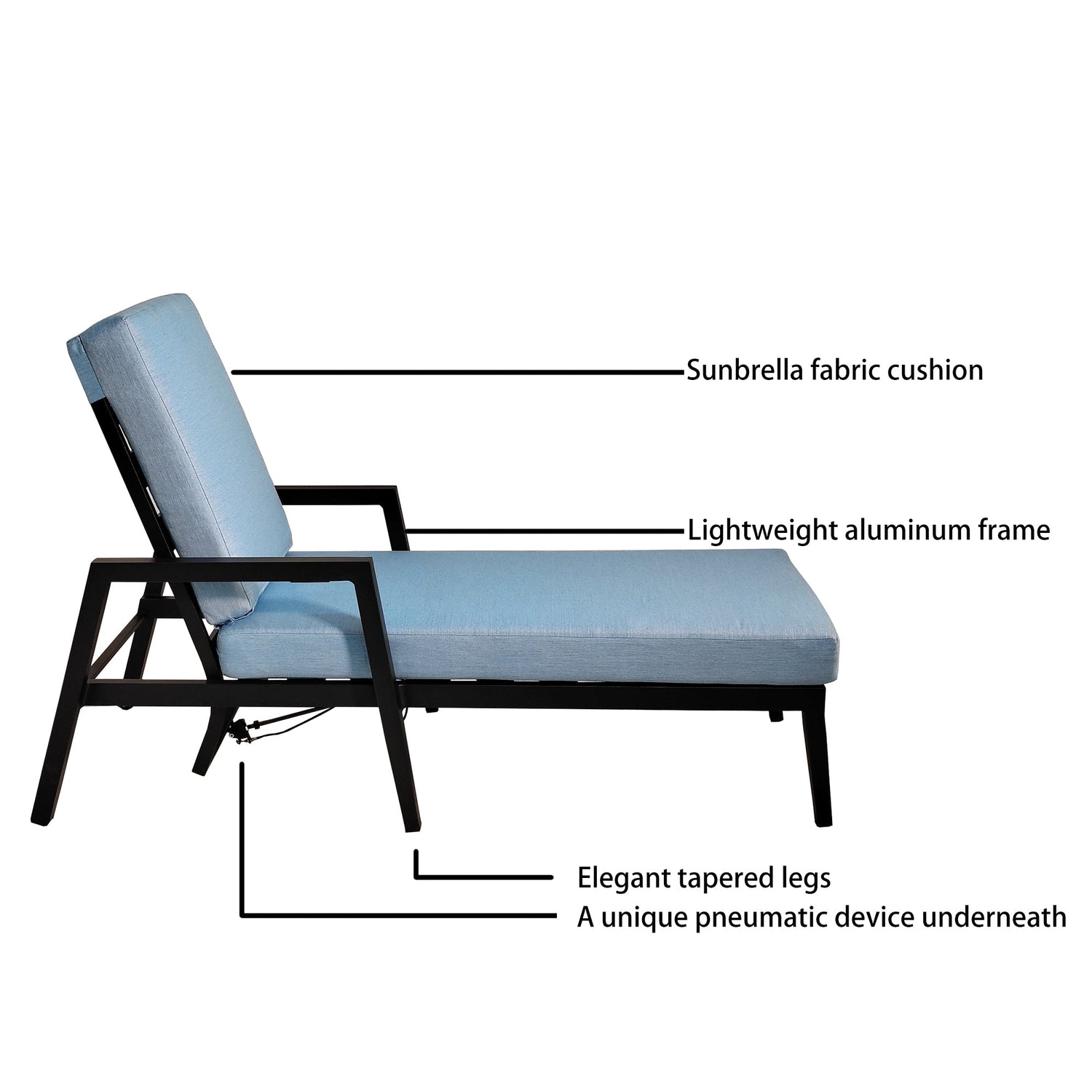 3PC Outdoor Aluminum Patio Furniture Chaise Lounge Set 2 Chaise &amp; 1 End Table