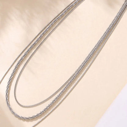 Fashionable Cuban titanium steel necklace hip-hop style multi-layer layered women&